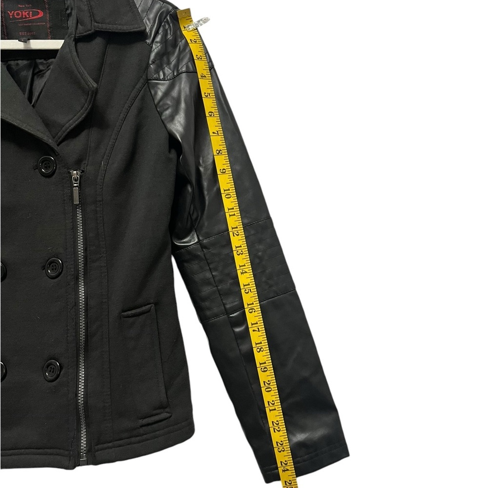 YOKI WOMENS BLACK FLEECE AND FAUX LEATHER JACKET COAT SIZE SMALL - Picture 7 of 13